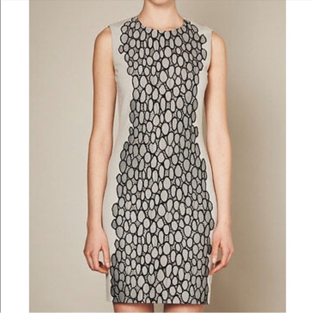 Diane Von Furstenberg Tilda knit sheath dress with black lace applique Size 10 - Picture 2 of 11